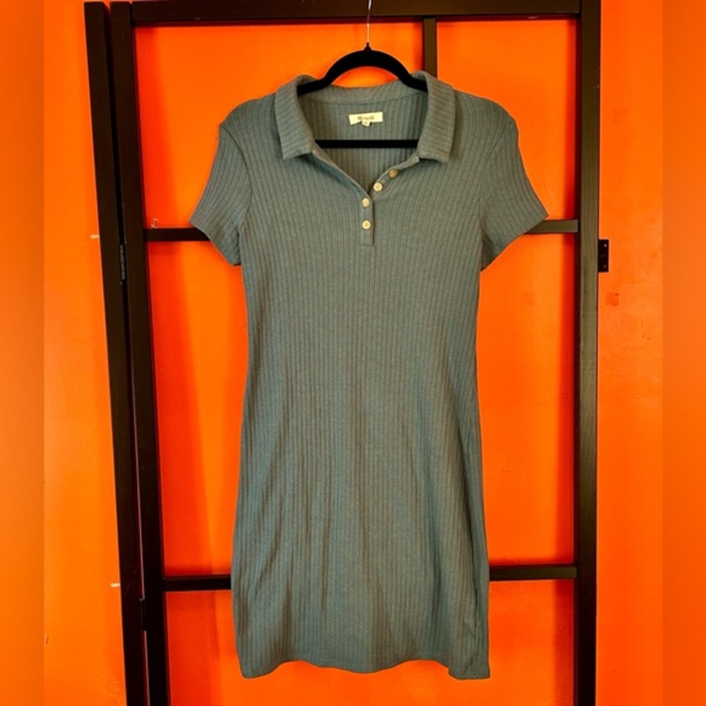 🌿 Madewell Ribbed Knit Polo Dress 🌿